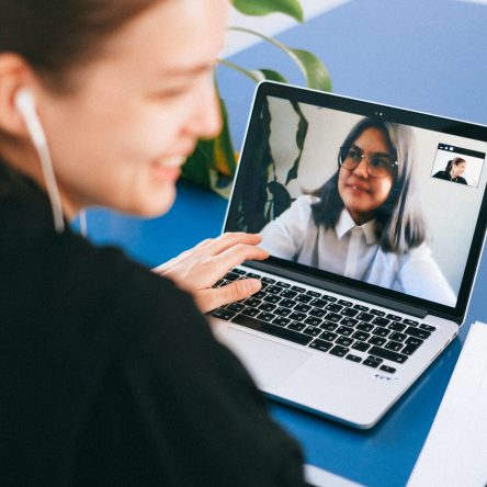 two women having a conference call